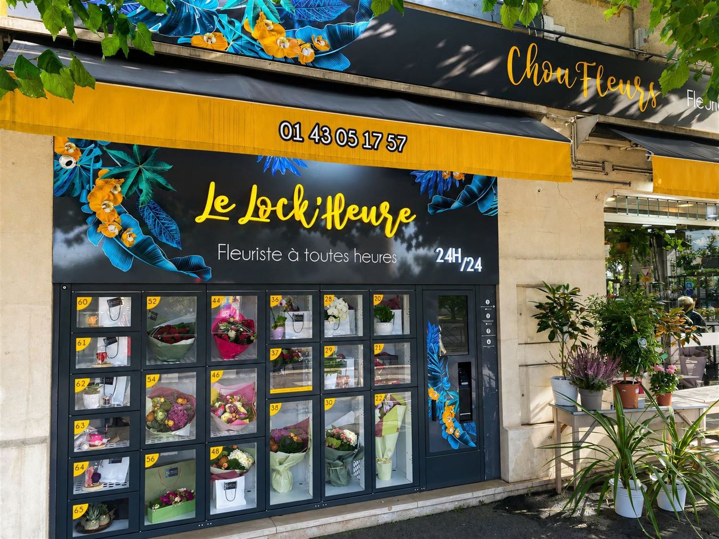 Distributeur Le Lock'heure à Gournay-sur-Marne — casiers vitrés de bouquets accessibles 24h/24